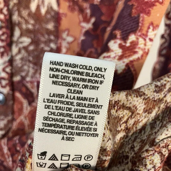Lucky Brand Silk Mixed Print Floral Patchwork  Button Up Shirt Womens Small - Picture 5 of 6